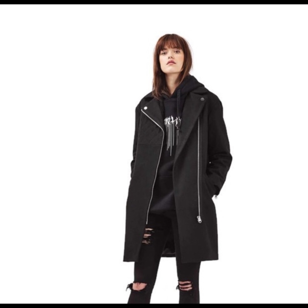 Topshop Asymmetrical Biker Coat